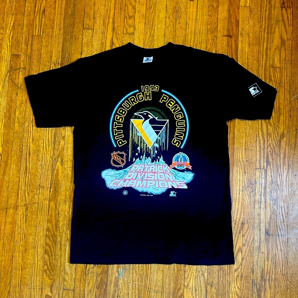 Vintage 1993 Starter Pittsburgh Penguins Div Championship T-Shirt Sz L